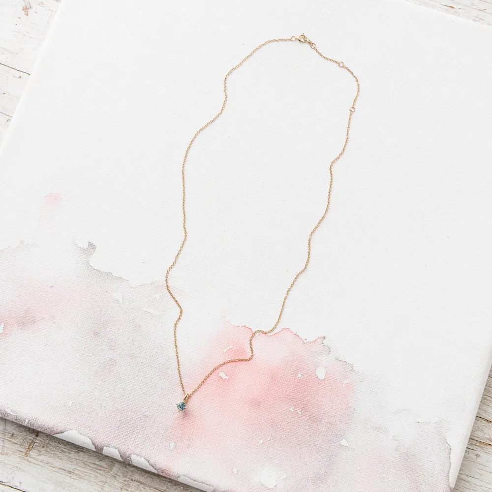 Aquamarine Prong-Set Necklace in 14k Gold