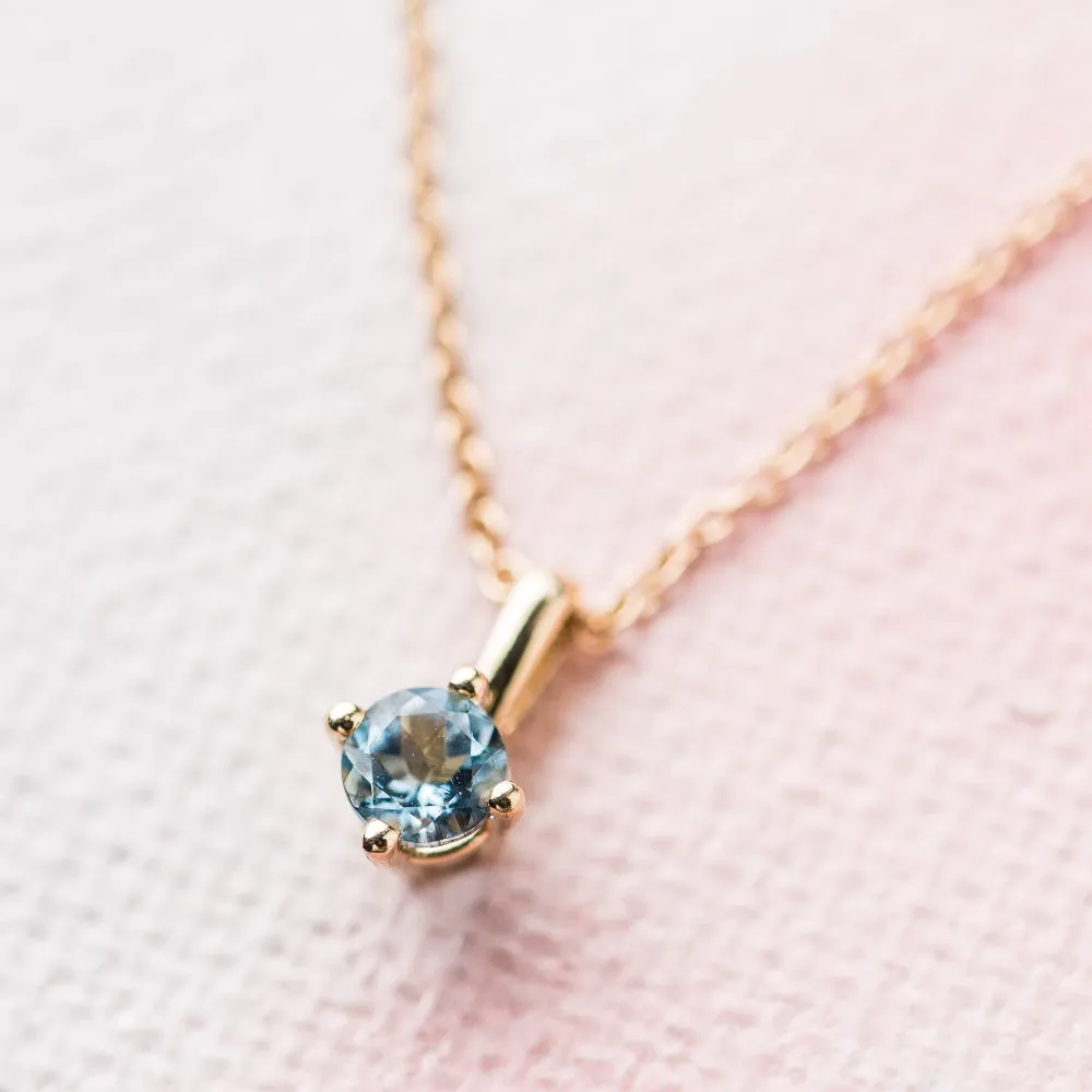 Aquamarine Prong-Set Necklace in 14k Gold