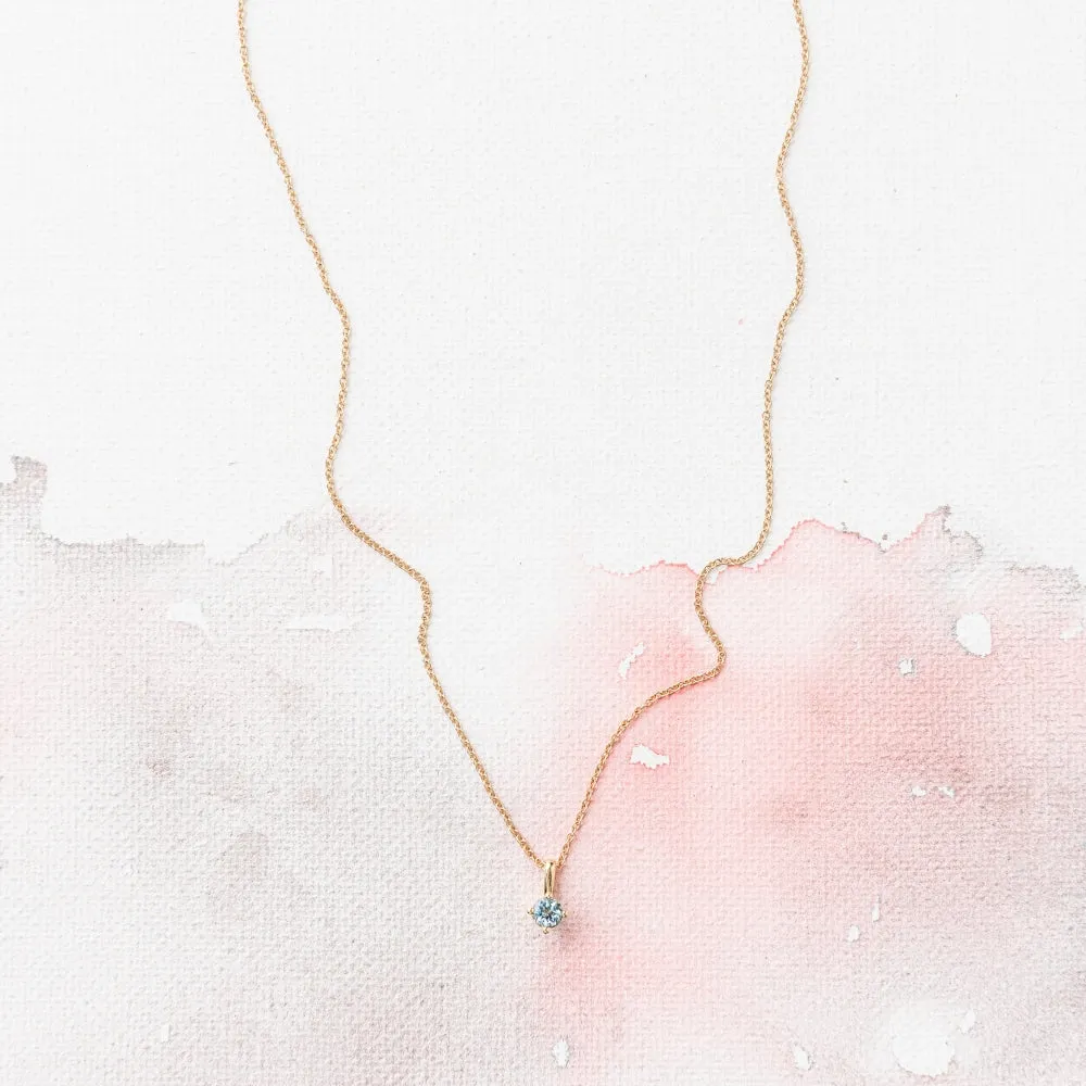 Aquamarine Prong-Set Necklace in 14k Gold