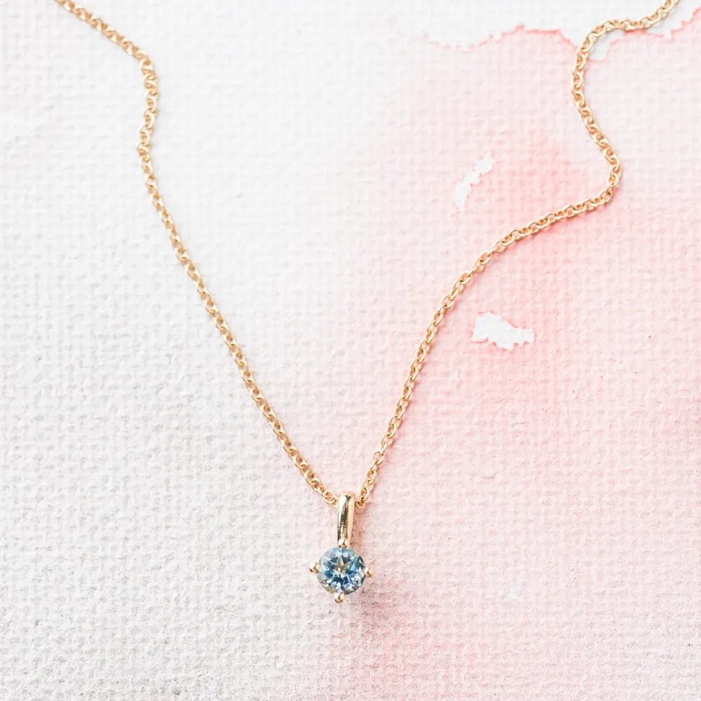 Aquamarine Prong-Set Necklace in 14k Gold