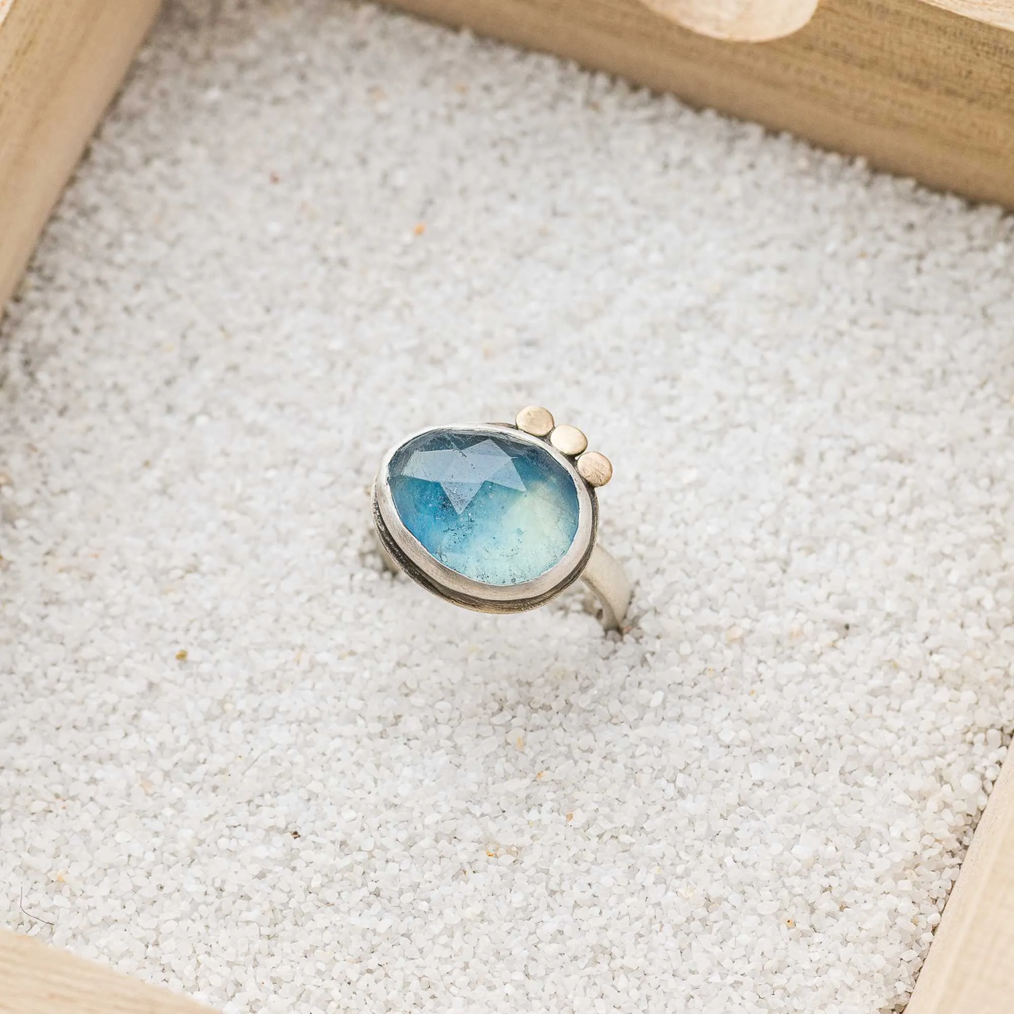 Aquamarine Ring with 14k gold accents