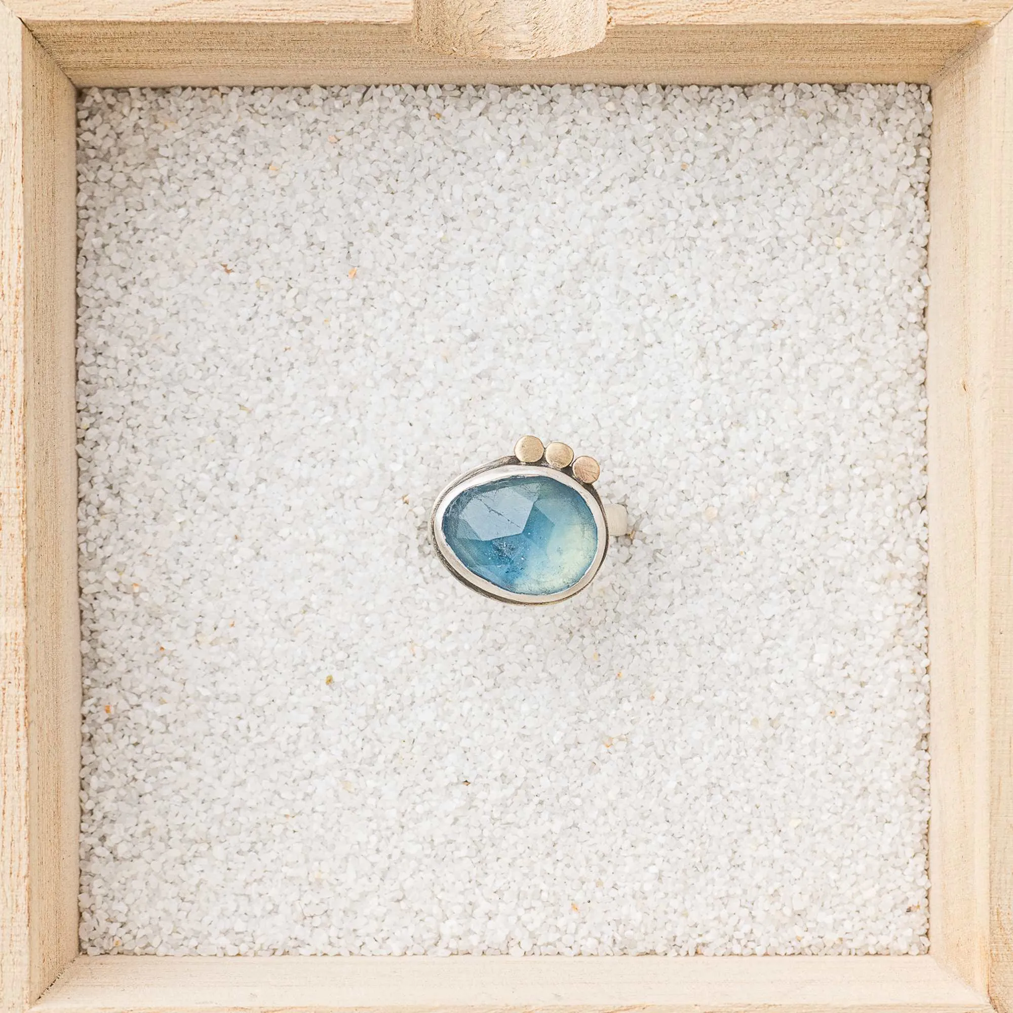 Aquamarine Ring with 14k gold accents