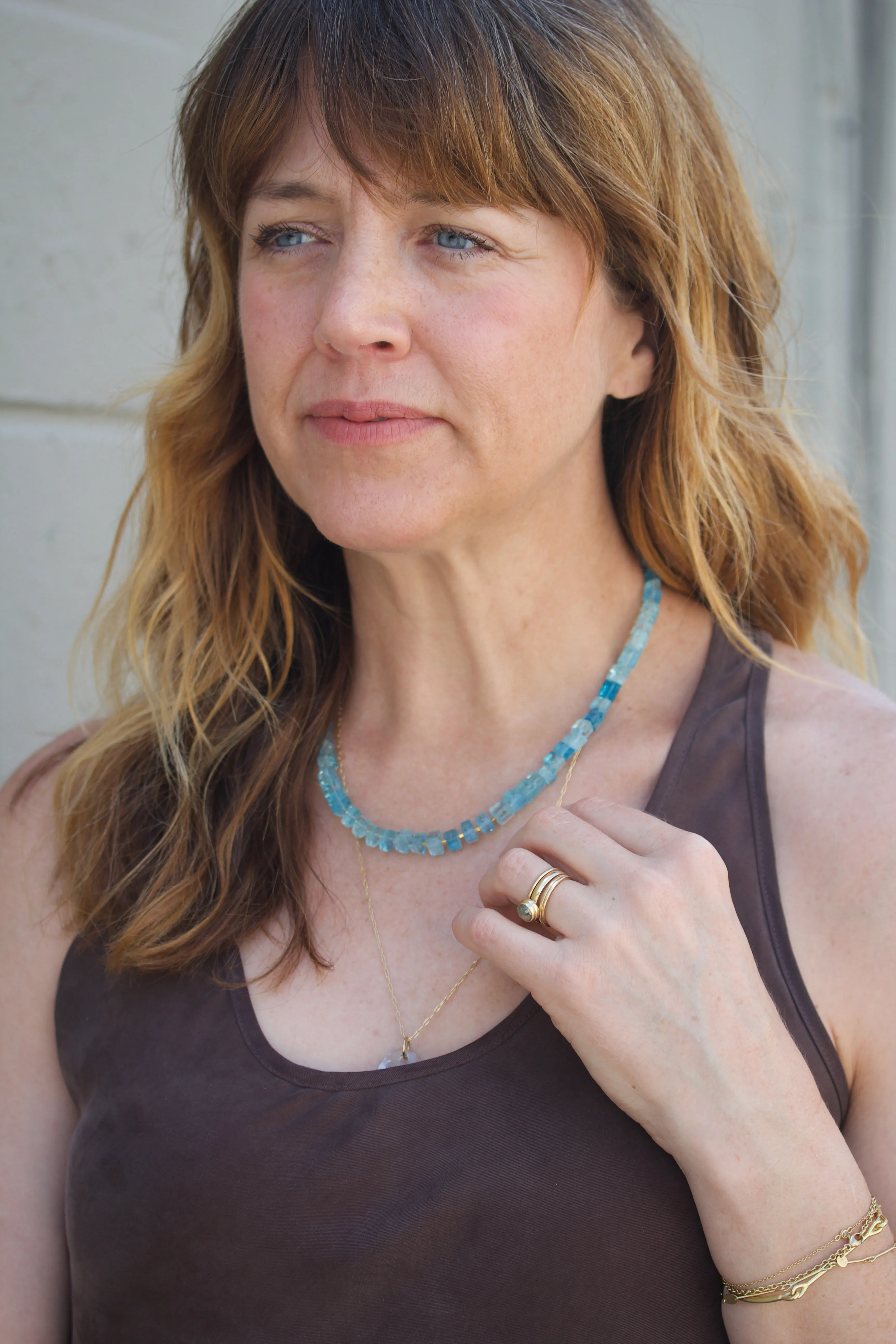 Aquamarine, Sapphire & Coral Beaded Necklace