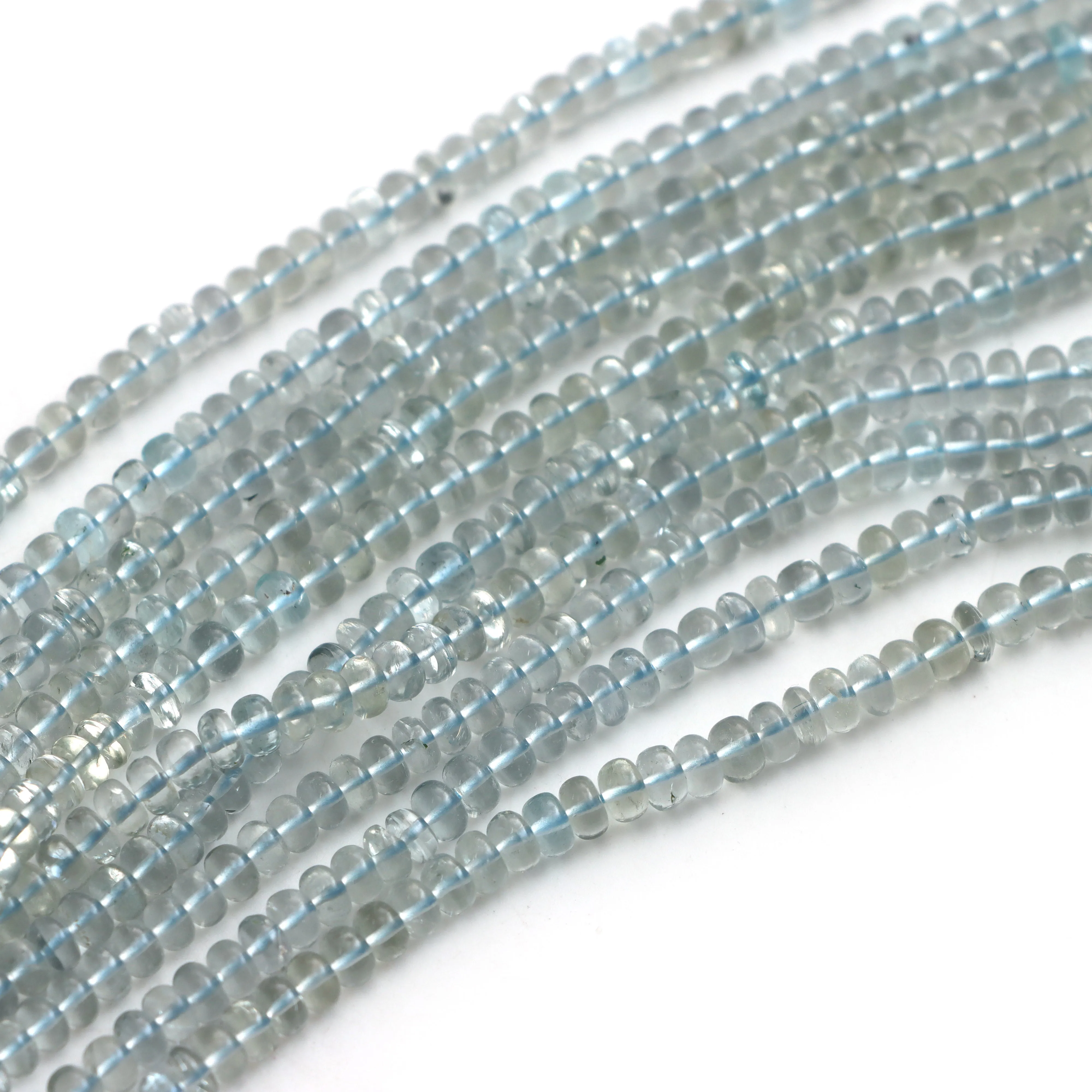 Aquamarine Smooth Rondelle Beads, 3.5 mm to 4.5 mm, Aquamarine Beads, Aquamarine Rondelle, 16 Inches Full Strand, Price Per Strand