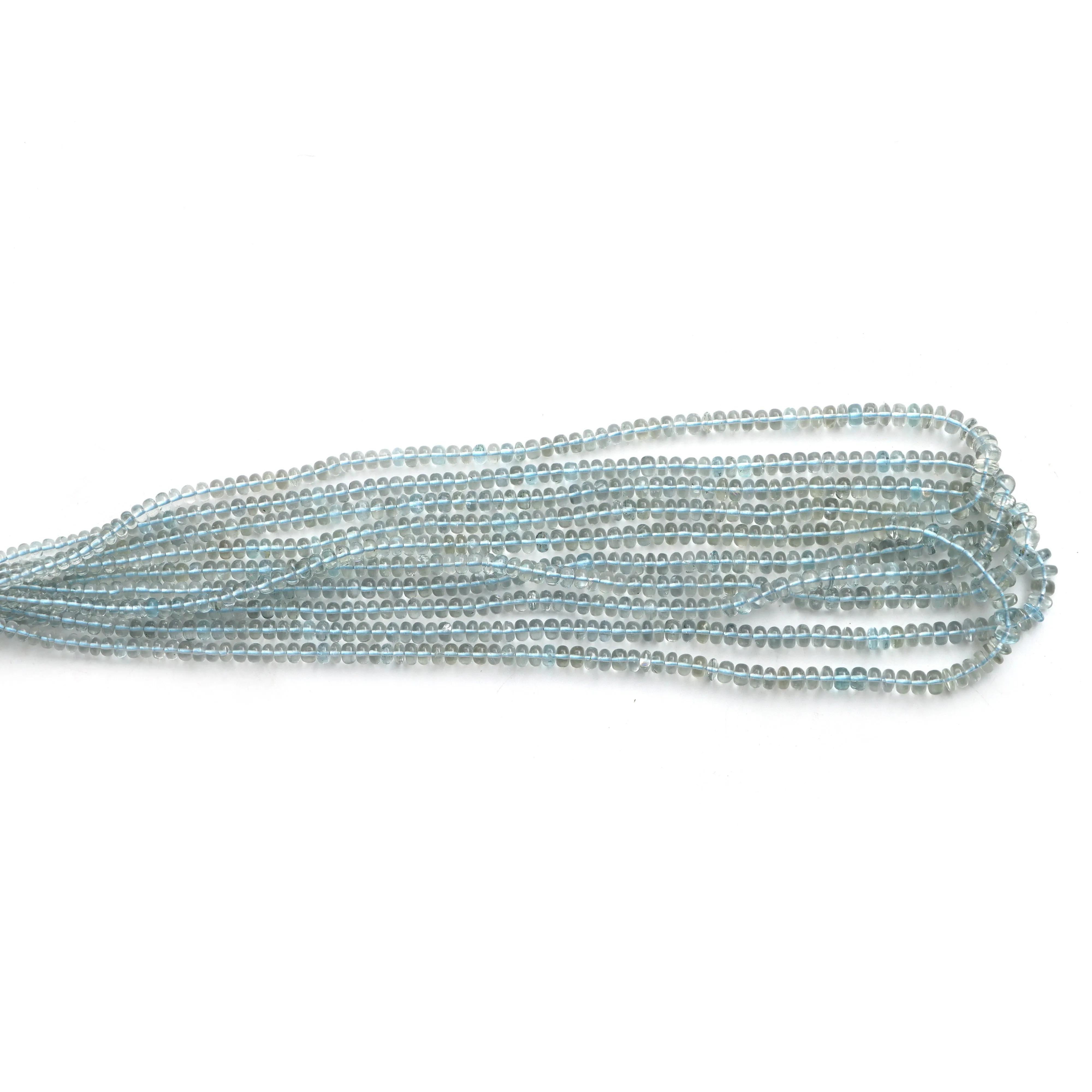 Aquamarine Smooth Rondelle Beads, 3.5 mm to 4.5 mm, Aquamarine Beads, Aquamarine Rondelle, 16 Inches Full Strand, Price Per Strand
