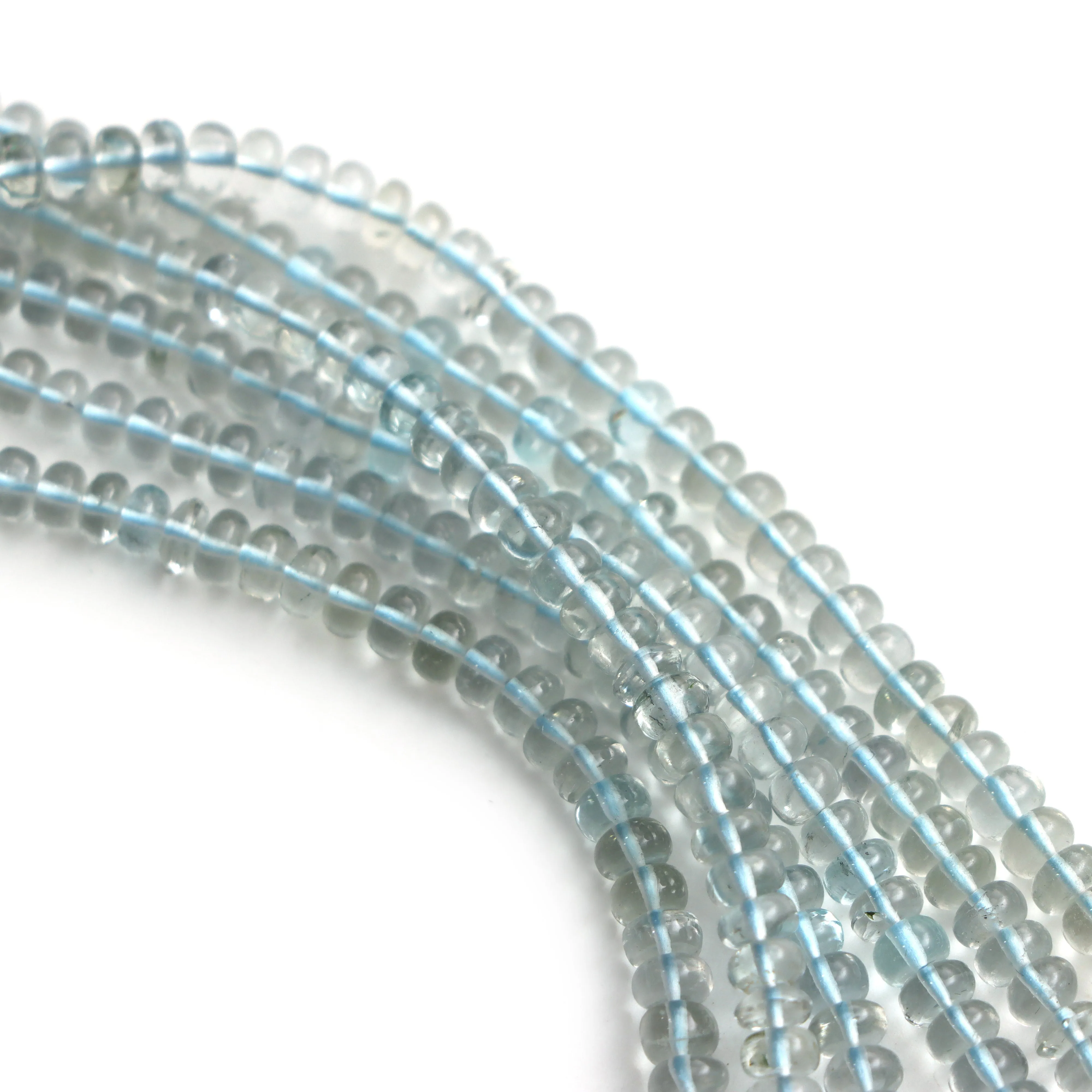 Aquamarine Smooth Rondelle Beads, 3.5 mm to 4.5 mm, Aquamarine Beads, Aquamarine Rondelle, 16 Inches Full Strand, Price Per Strand