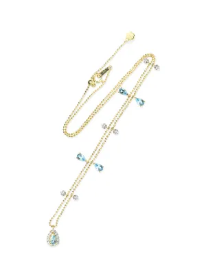 Aquamarine Teardrop Charm Necklace