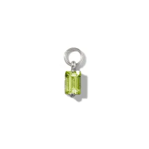 Baguette Charm, Peridot, Silver