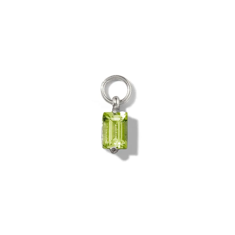 Baguette Charm, Peridot, Silver