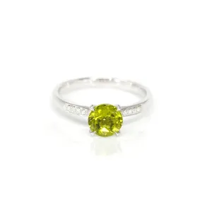 Baikalla™ 14k White Gold Natural Round Brilliant Peridot Diamond Anniversary Ring #R13