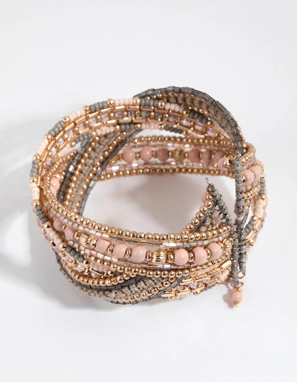Beaded Crossover Cuff Bracelet