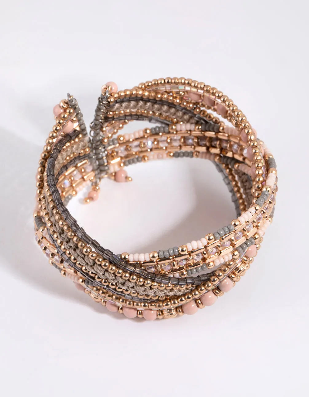 Beaded Crossover Cuff Bracelet