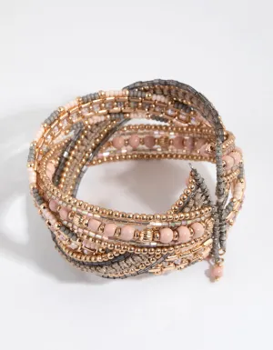 Beaded Crossover Cuff Bracelet