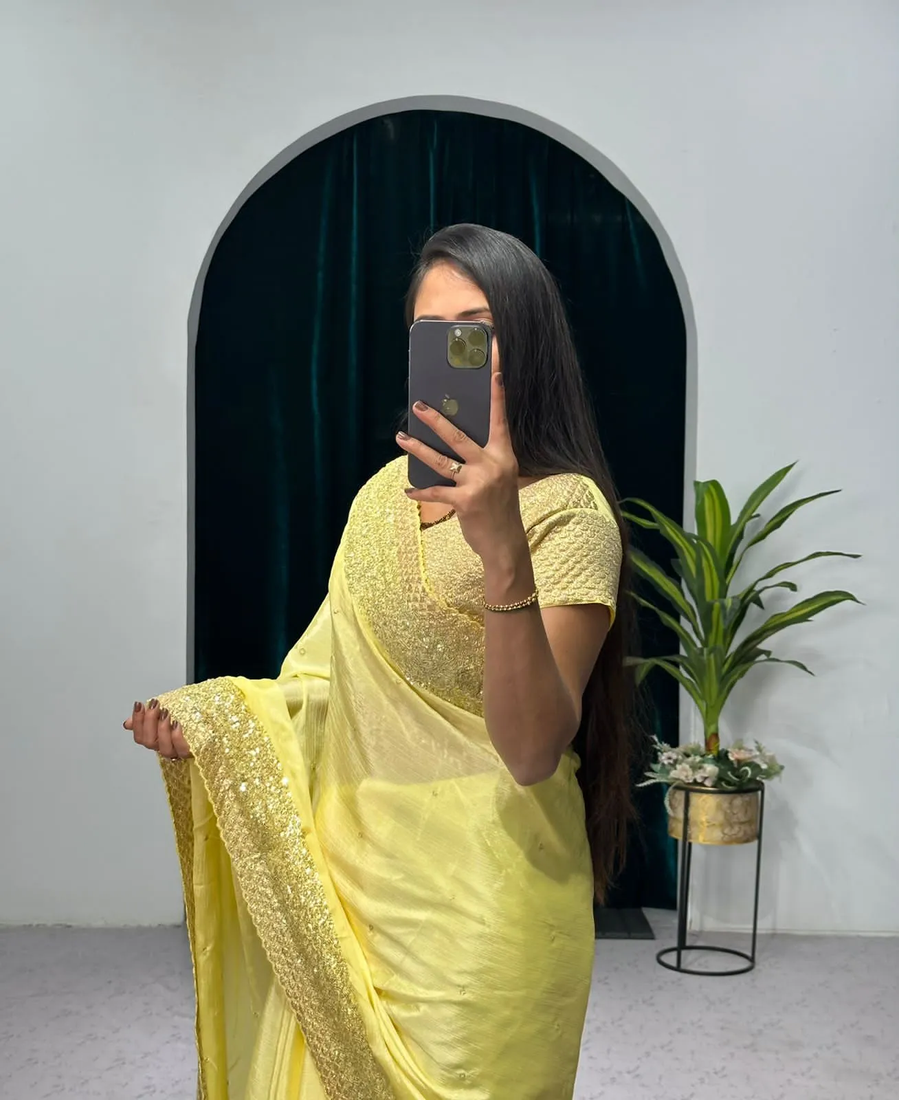 Beautiful Designer Chinon Sequence Saree