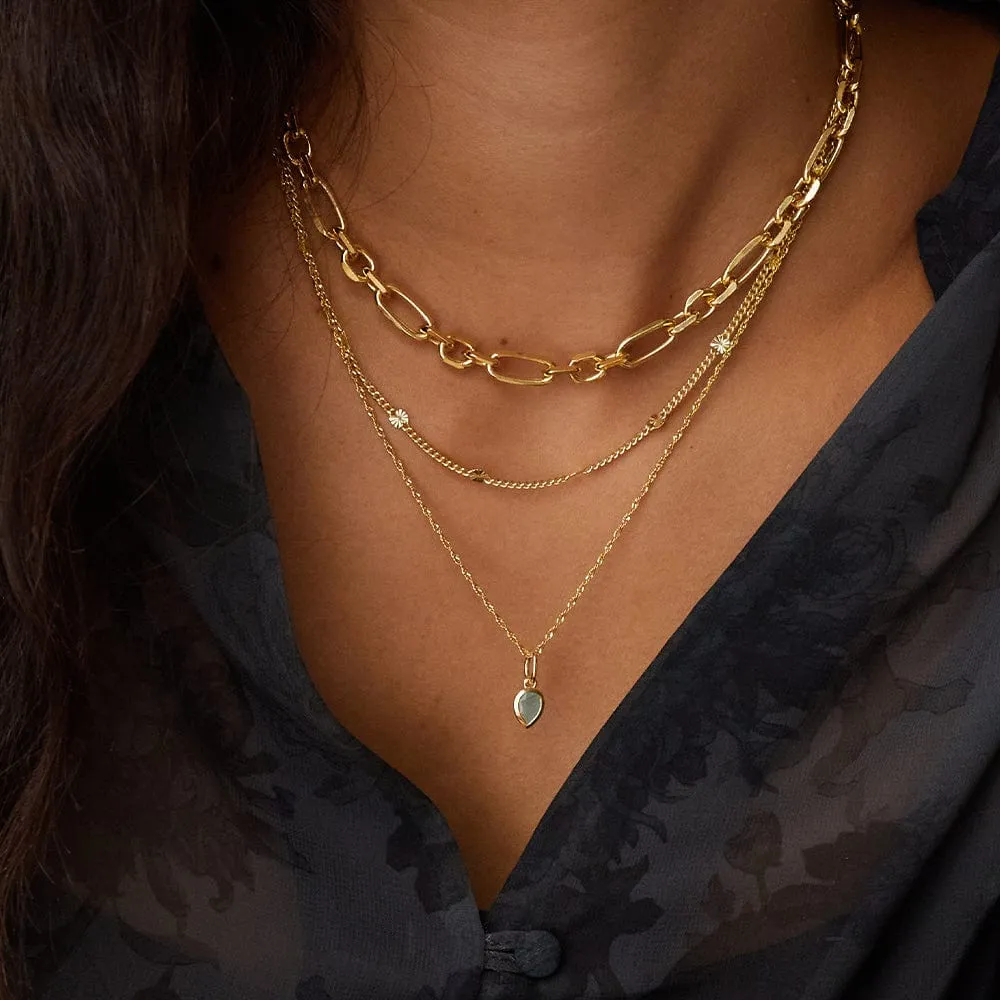 Birthstone Charm Necklace 18ct Gold Plate