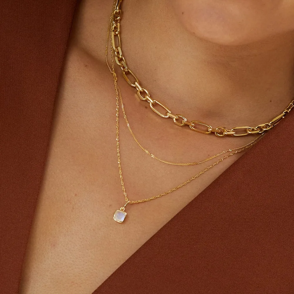 Birthstone Charm Necklace 18ct Gold Plate