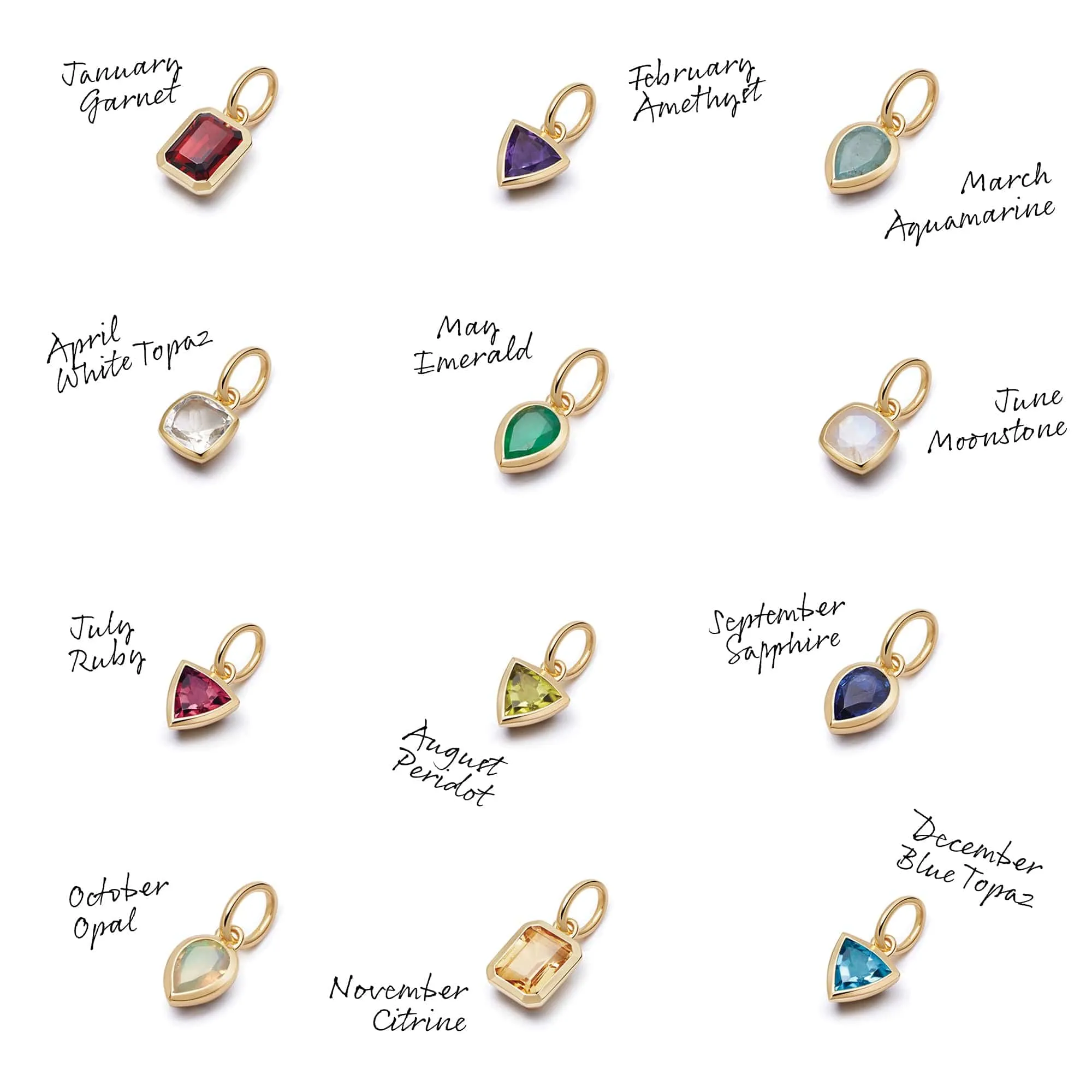 Birthstone Charm Necklace 18ct Gold Plate