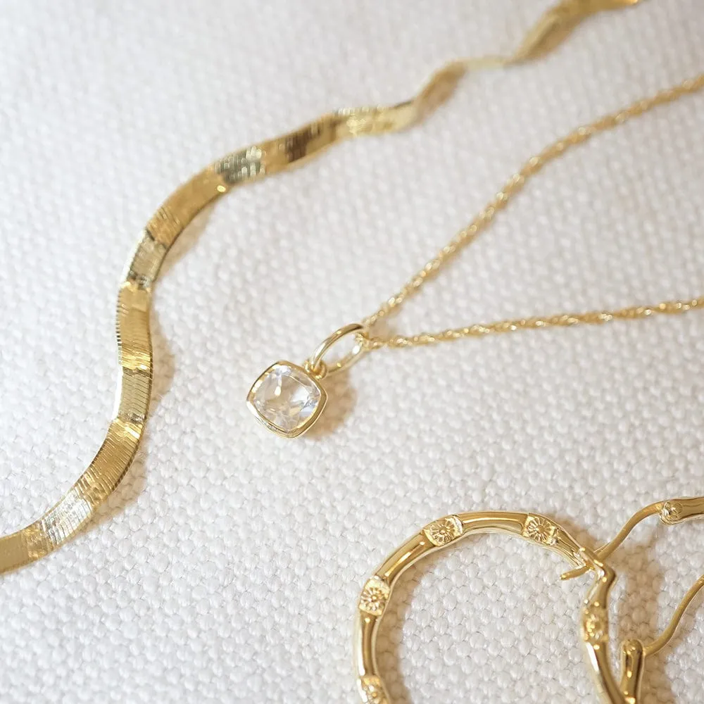 Birthstone Charm Necklace 18ct Gold Plate