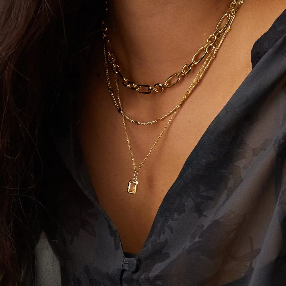Birthstone Charm Necklace 18ct Gold Plate
