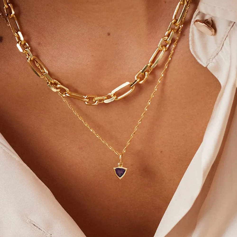 Birthstone Charm Necklace 18ct Gold Plate