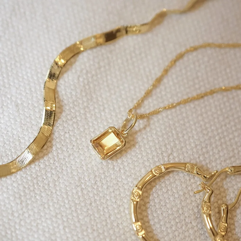 Birthstone Charm Necklace 18ct Gold Plate