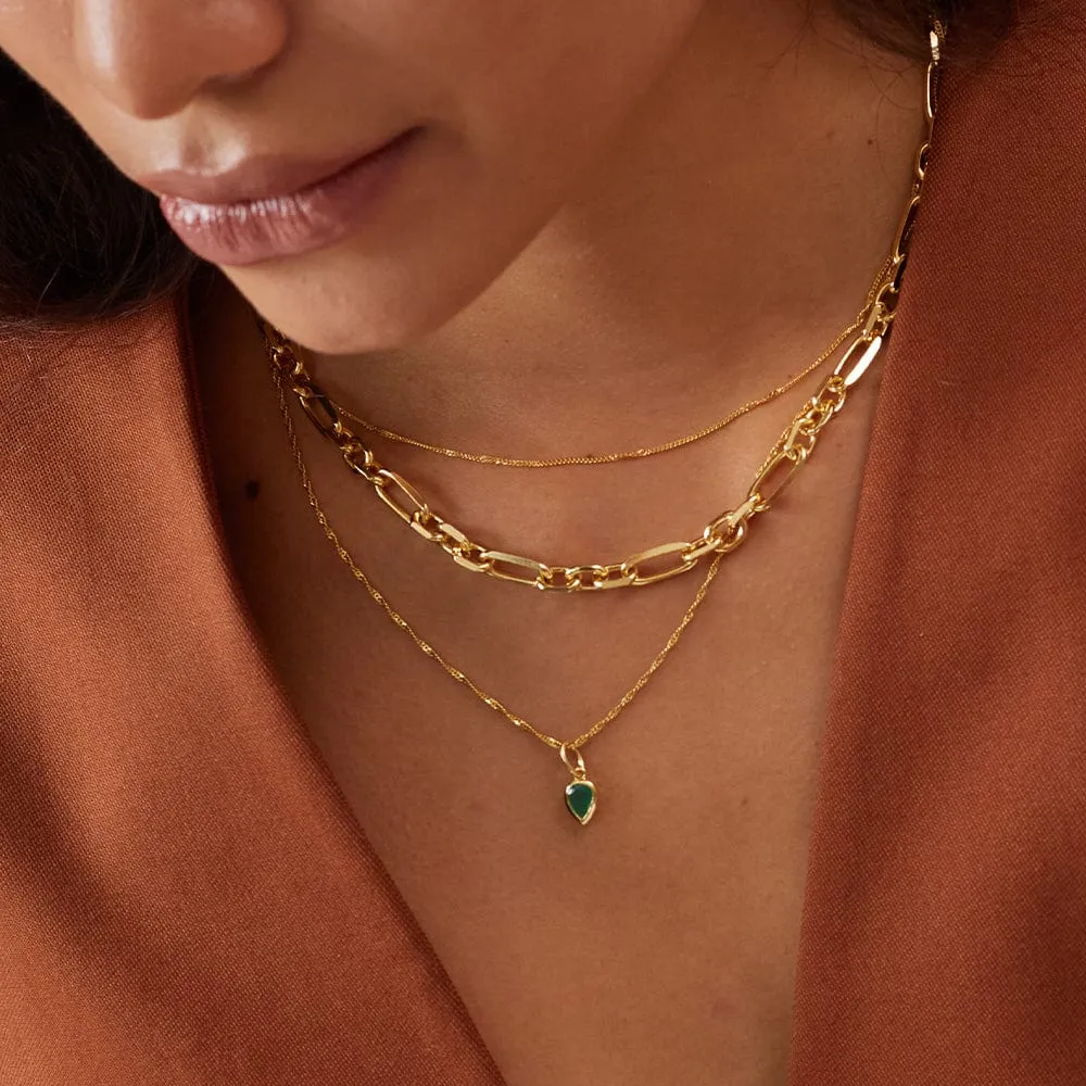 Birthstone Charm Necklace 18ct Gold Plate