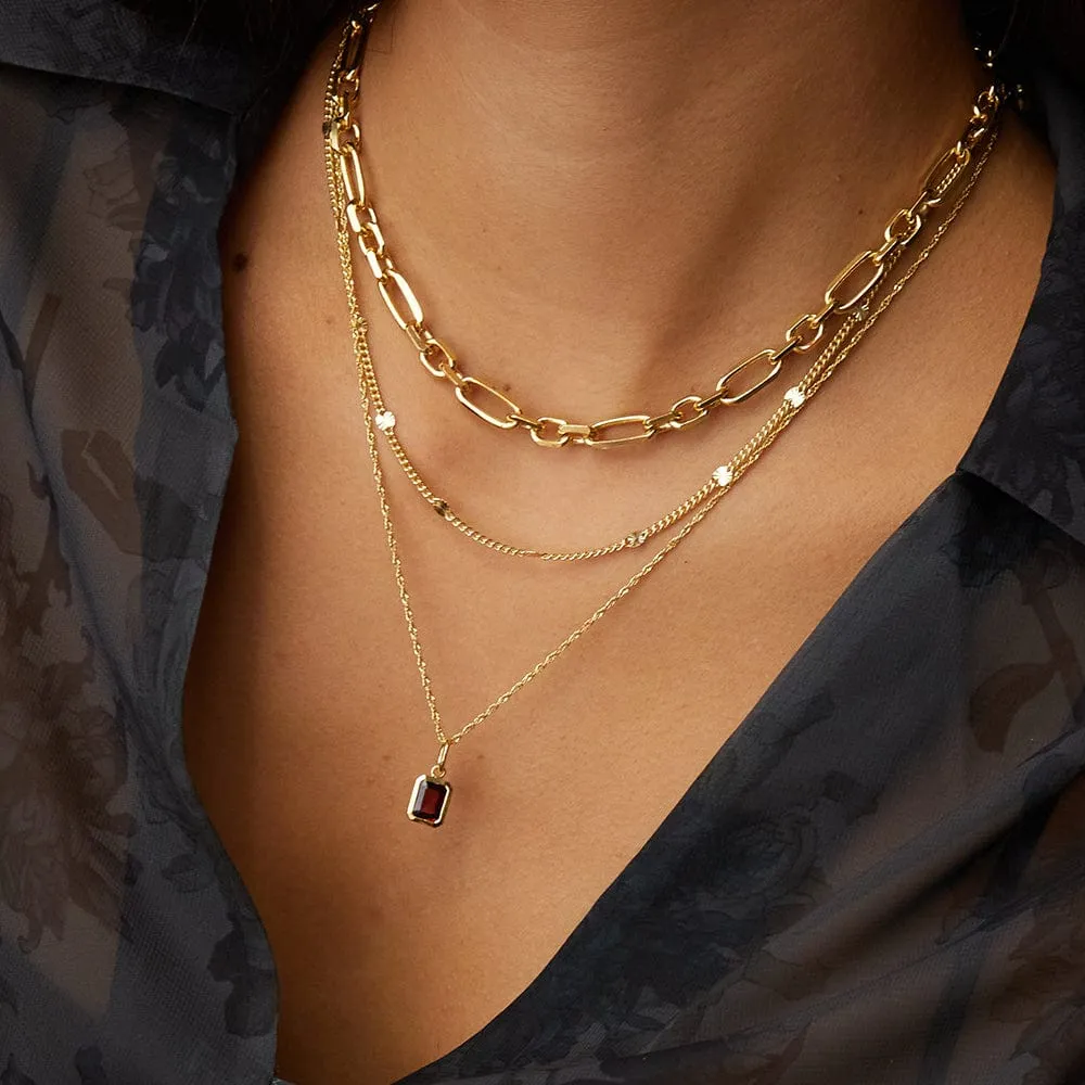 Birthstone Charm Necklace 18ct Gold Plate