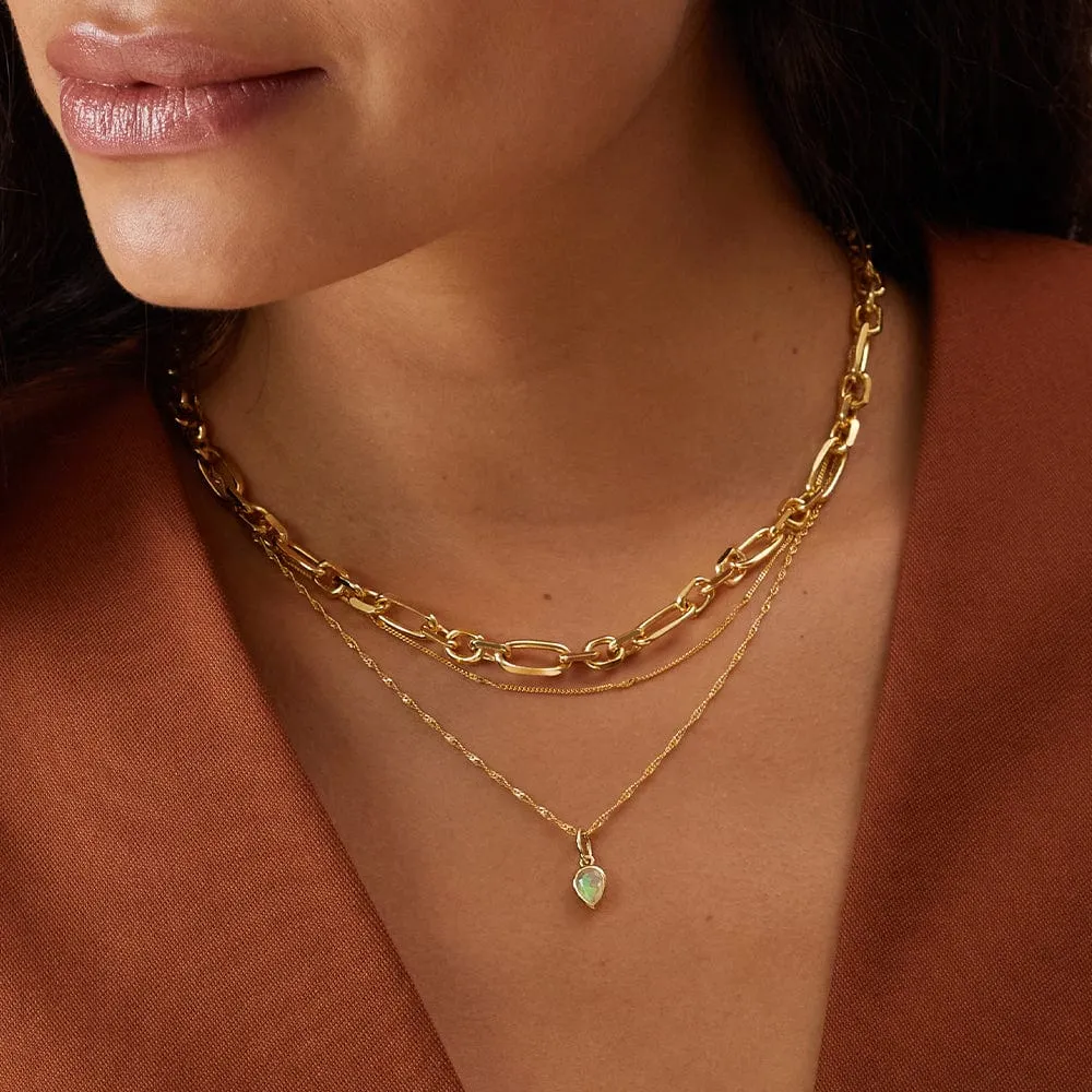 Birthstone Charm Necklace 18ct Gold Plate