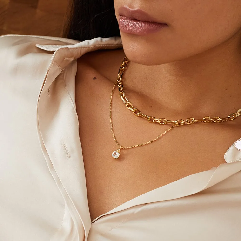 Birthstone Charm Necklace 18ct Gold Plate