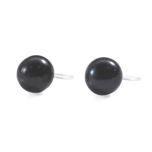 Black freshwater pearl invisible clip on stud earrings