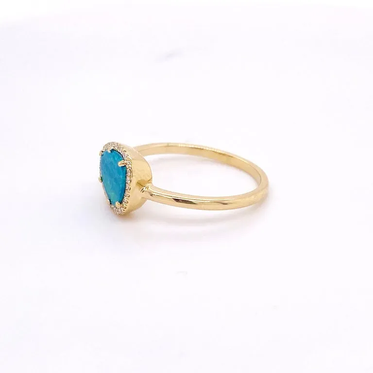 Black Opal and Diamond Halo Ring