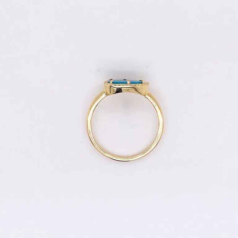 Black Opal and Diamond Halo Ring