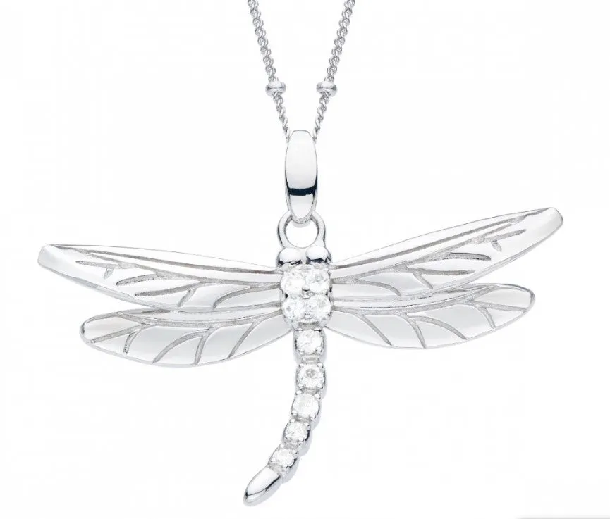 Blossom Flyte Dragonfly White Topaz Necklace