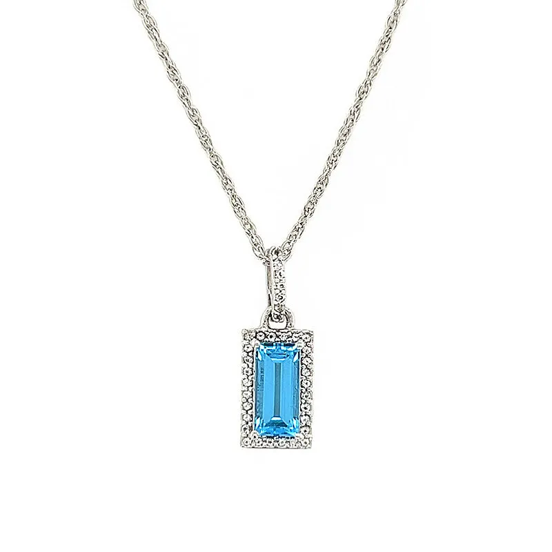 Blue And White Topaz Pendant Necklace