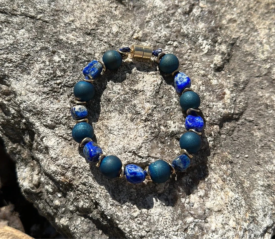 Blue druzy magnetic bracelet