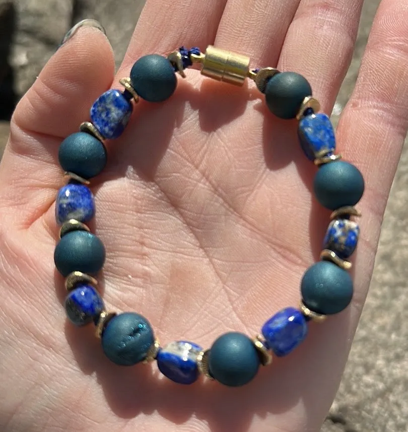 Blue druzy magnetic bracelet