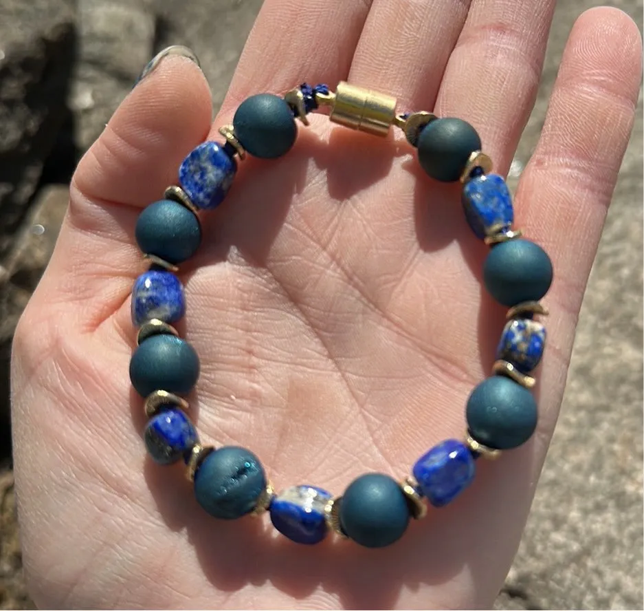 Blue druzy magnetic bracelet