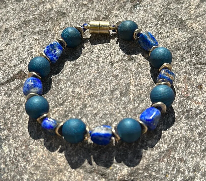 Blue druzy magnetic bracelet