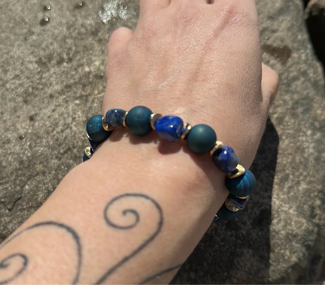 Blue druzy magnetic bracelet