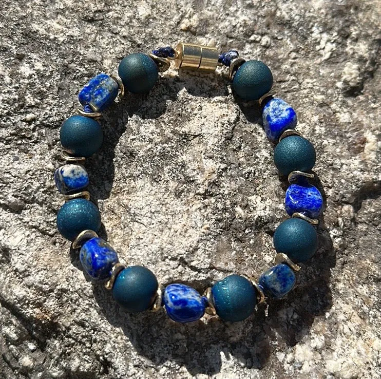 Blue druzy magnetic bracelet