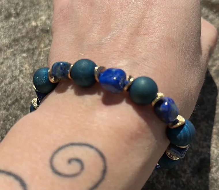Blue druzy magnetic bracelet