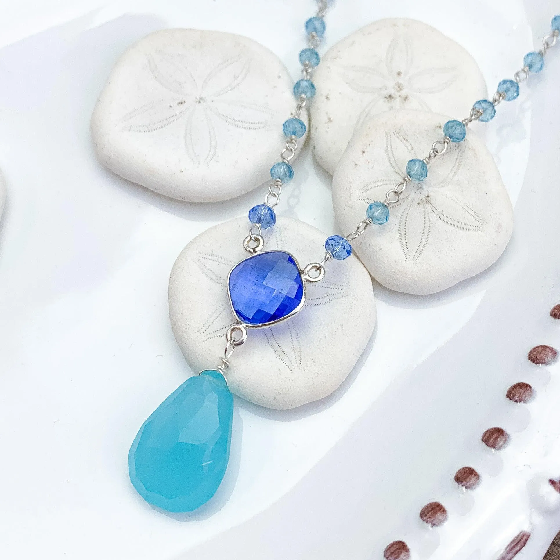 Blue Mix Gems Necklace