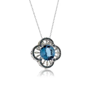 Blue Topaz & Blue Diamond Pendant
