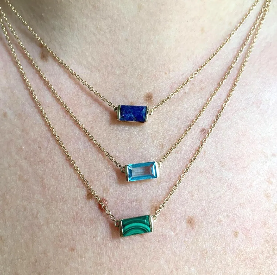 Blue Topaz Bonbon Necklace, east-west