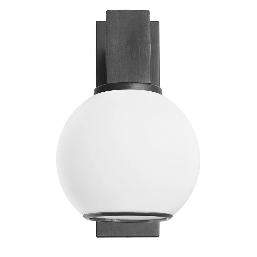 Boston Opal Glass Globe Wall Light - 7 Inch - Pewter