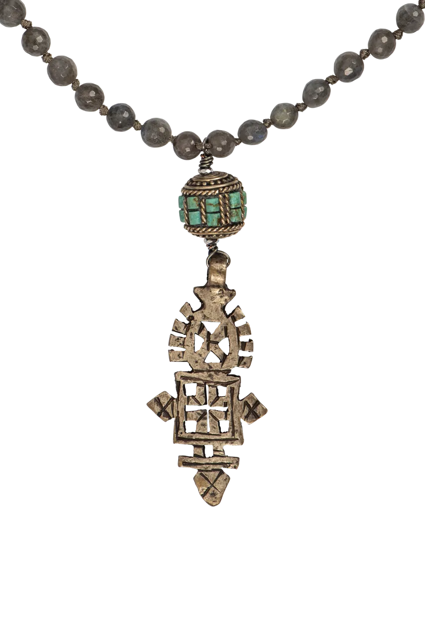Breathe Deep Beaded Cross Necklace