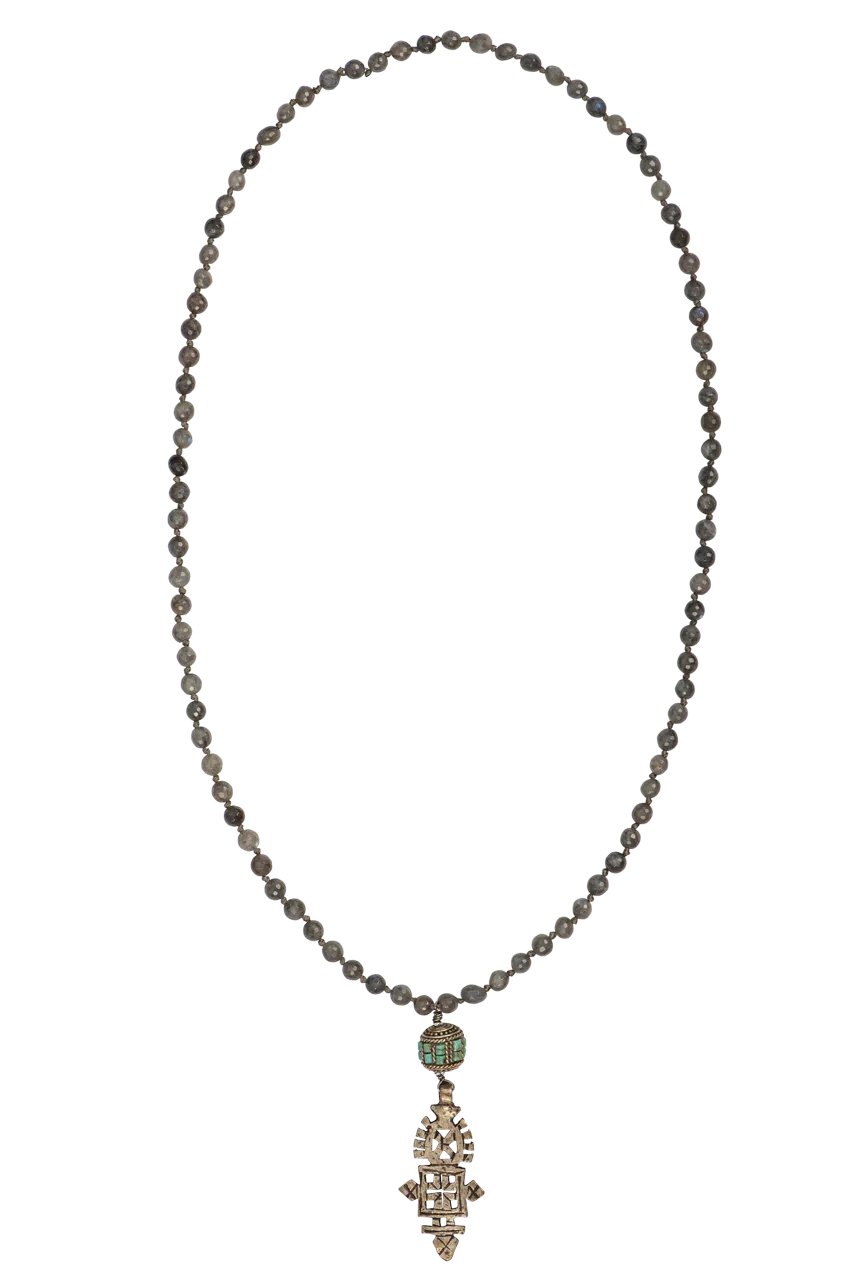 Breathe Deep Beaded Cross Necklace