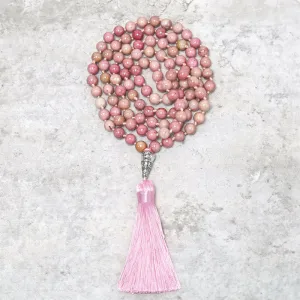 Buddha Stones 108 Mala Rhodonite Beads Yoga Meditation Prayer Beads Bracelet