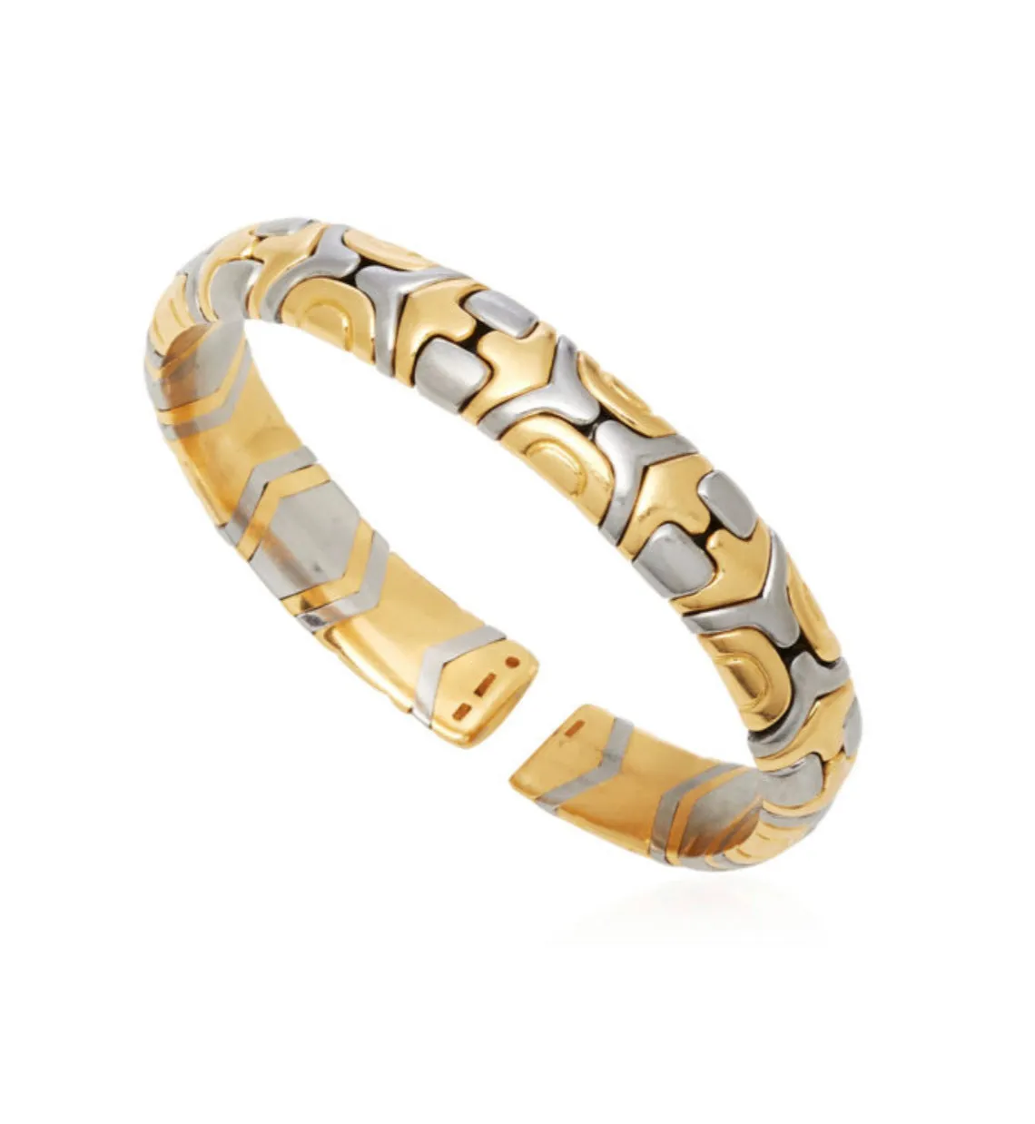 Bulgari Alveare Gold and Steel Cuff Bangle