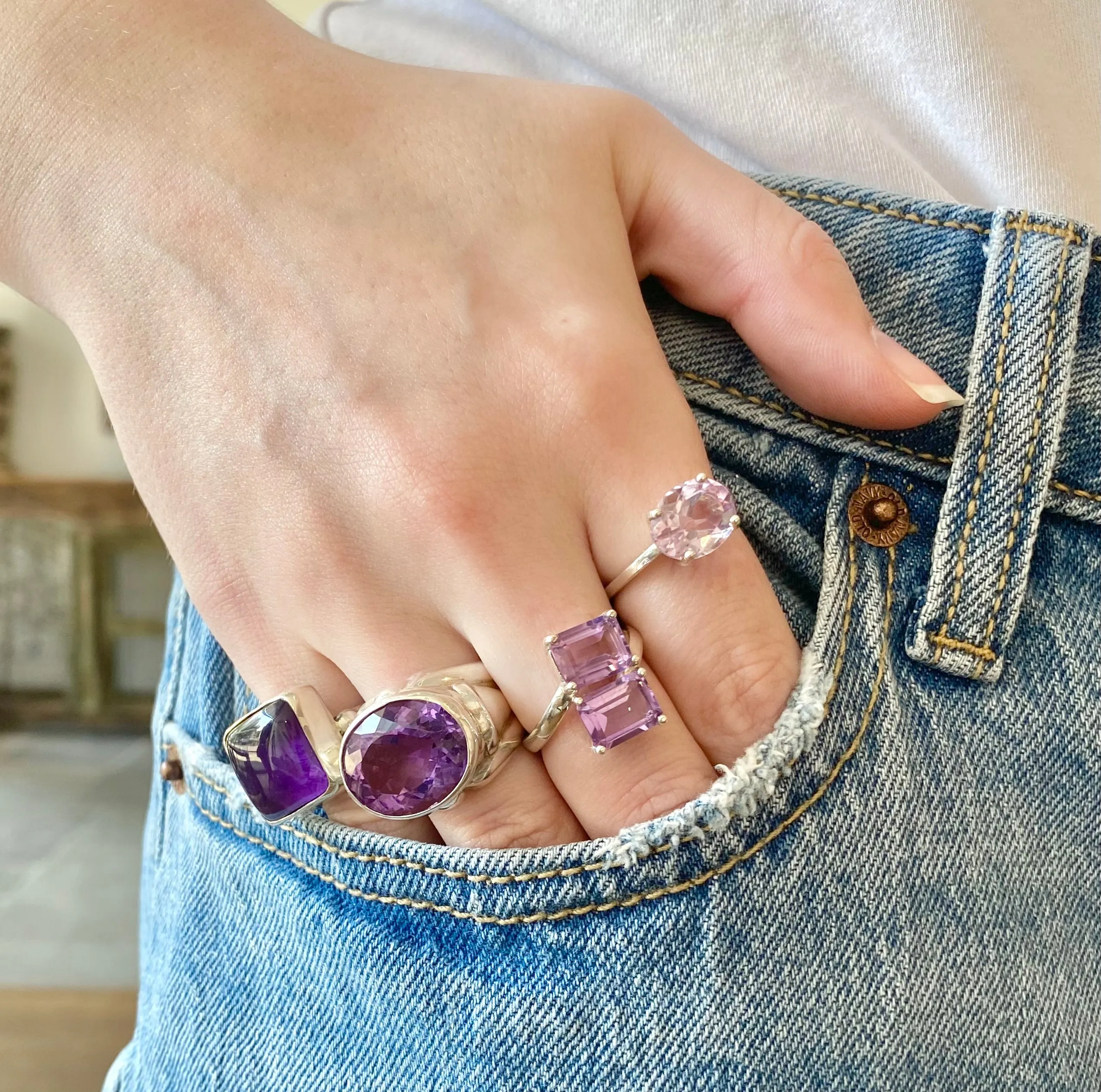 Cabochon Amethyst Silver Ring